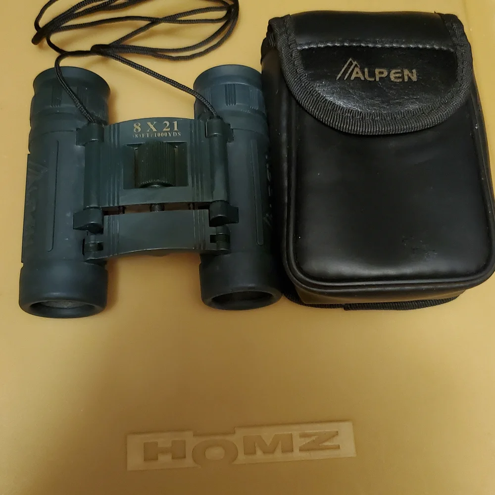 8x21 Green Binoculars with Case
